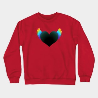 Black Heart on Rainbow Wings Crewneck Sweatshirt
